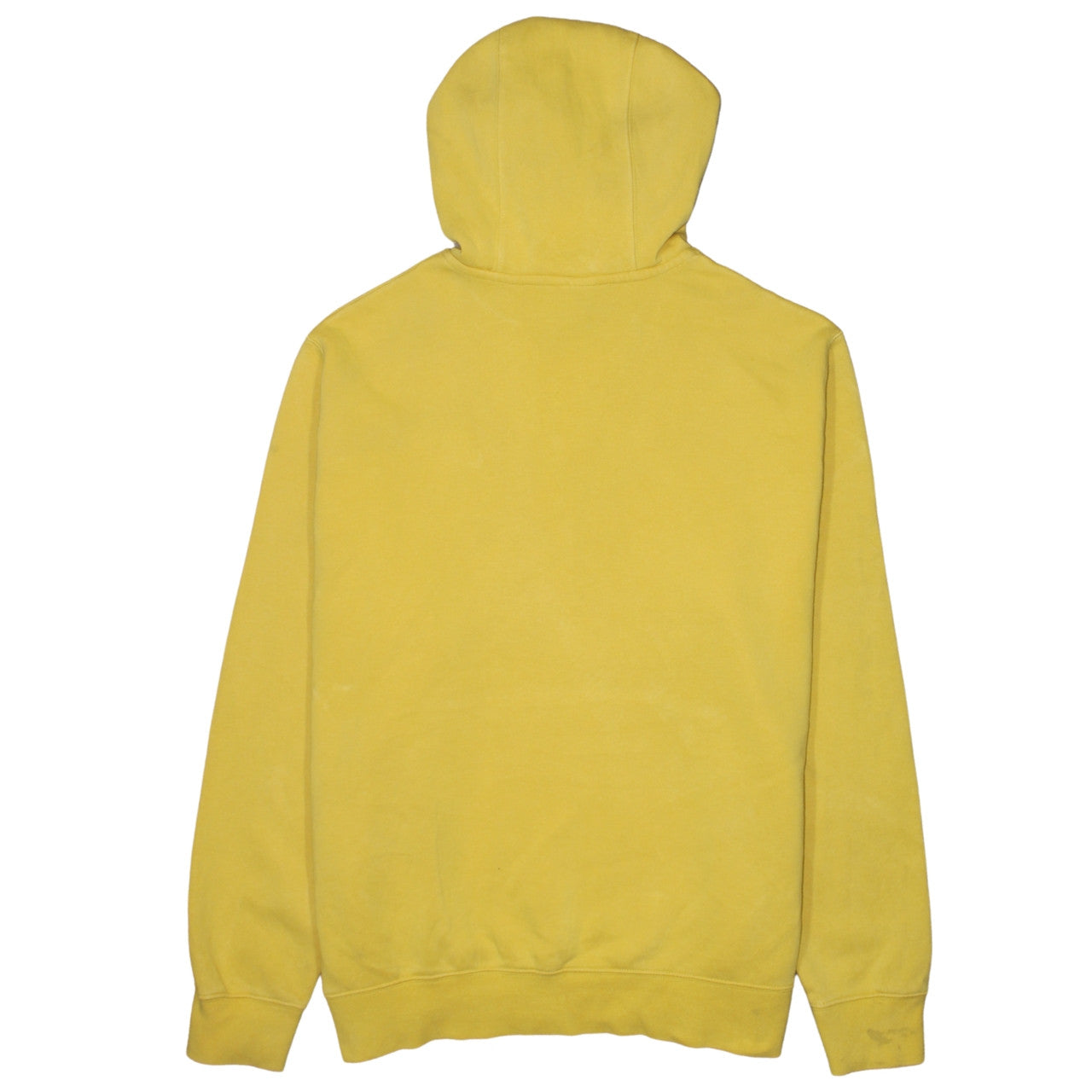 Nike Men Yellow Pullover Hoodie L Fleece Regular Fit Logo Sweatshirt