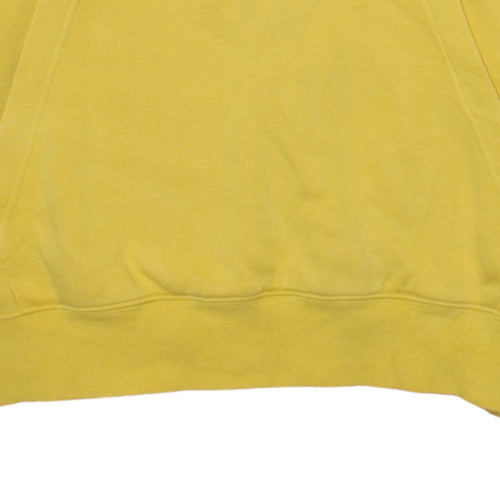 Nike Men Yellow Pullover Hoodie L Fleece Regular Fit Logo Sweatshirt