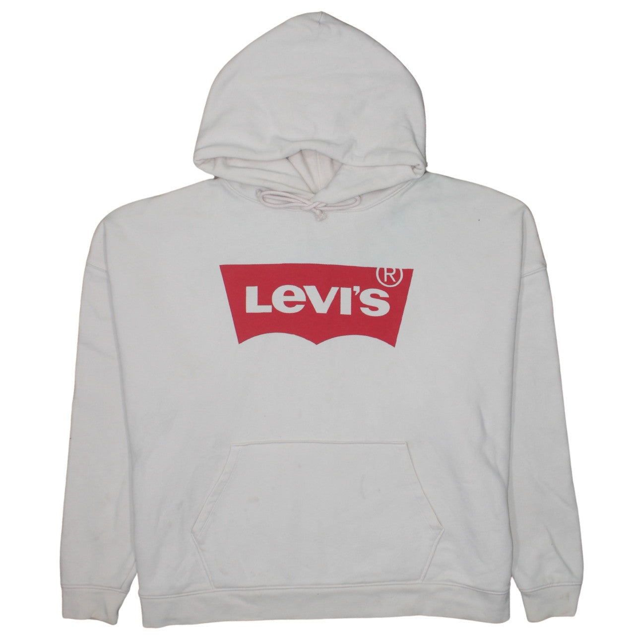 Levi's Men's White 2XL Pullover Hoodie with Red Logo Print