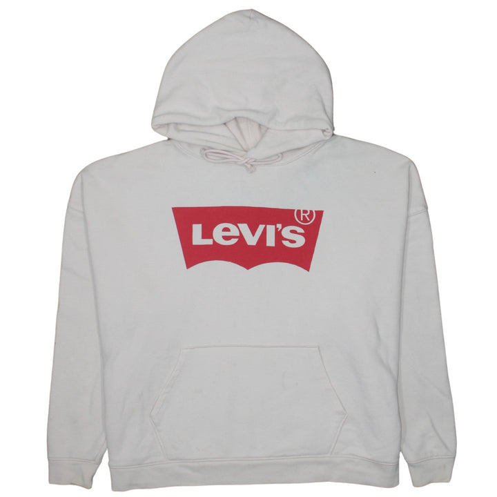 Levi's Men's White 2XL Pullover Hoodie with Red Logo Print