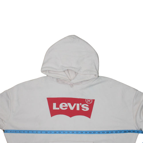 Levi's Men's White 2XL Pullover Hoodie with Red Logo Print