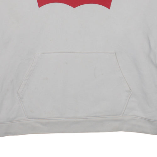 Levi's Men's White 2XL Pullover Hoodie with Red Logo Print