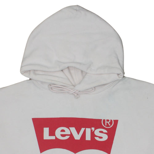 Levi's Men's White 2XL Pullover Hoodie with Red Logo Print