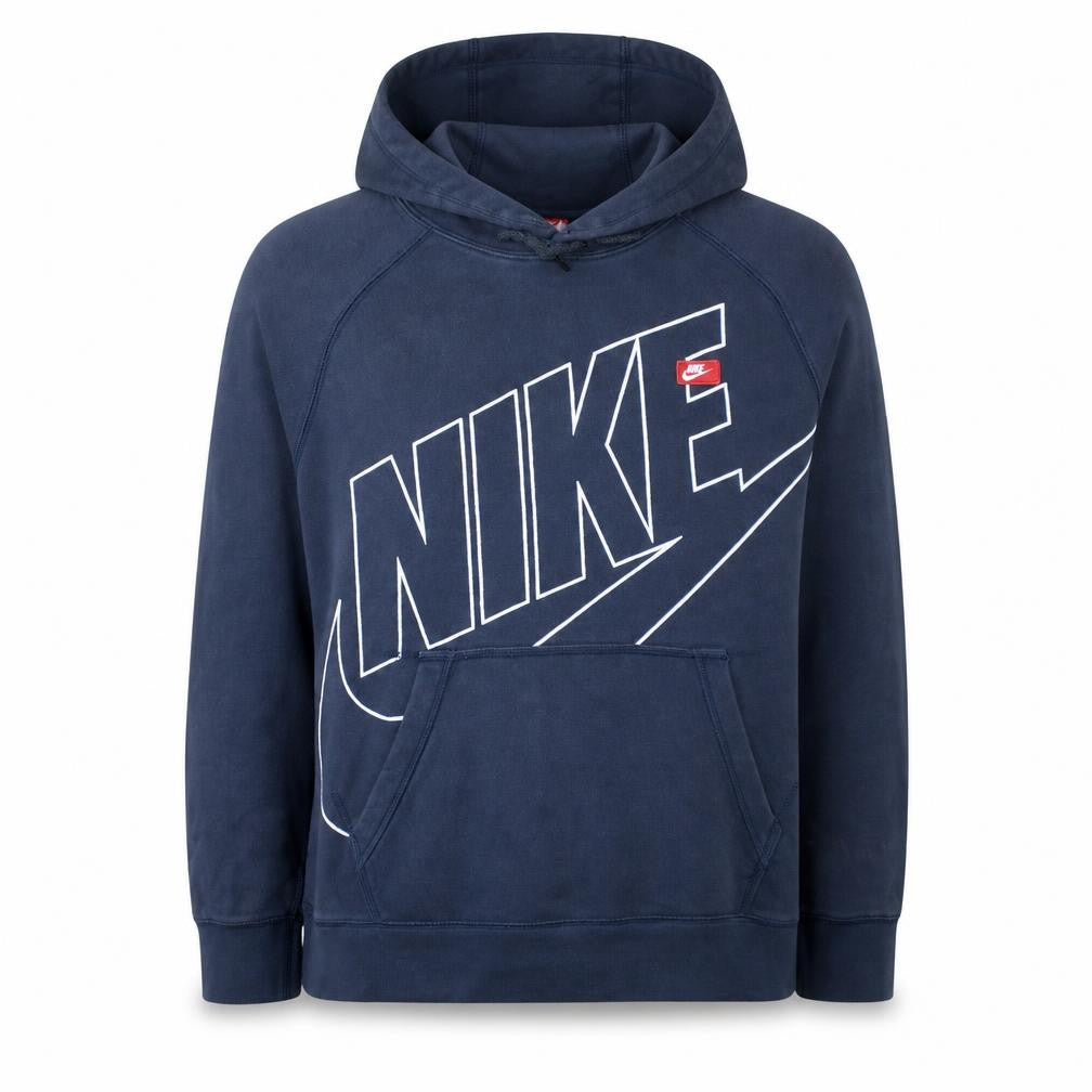 Front view of Nike Men's Blue Pullover Hoodie Large Graphic Sportswear