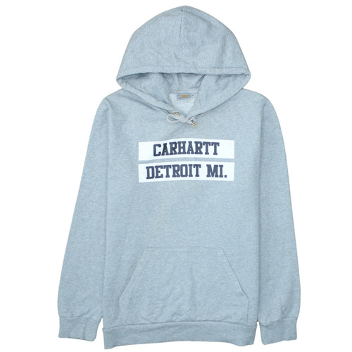 Carhartt Men’s Grey Pullover Hoodie M Graphic Logo Detroit MI