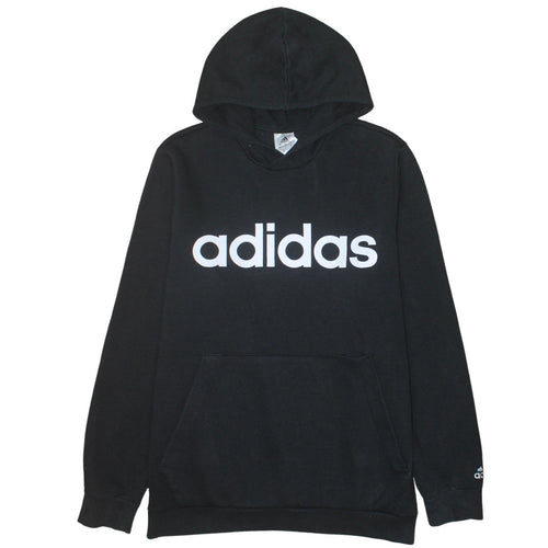 Adidas Mens Black Pullover Hoodie L Sports Logo Fleece