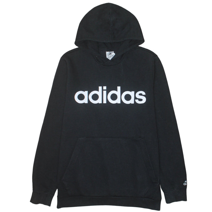 Adidas Mens Black Pullover Hoodie L Sports Logo Fleece