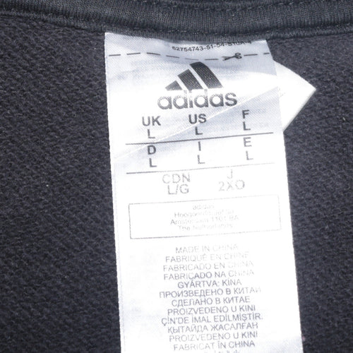 Adidas Mens Black Pullover Hoodie L Sports Logo Fleece