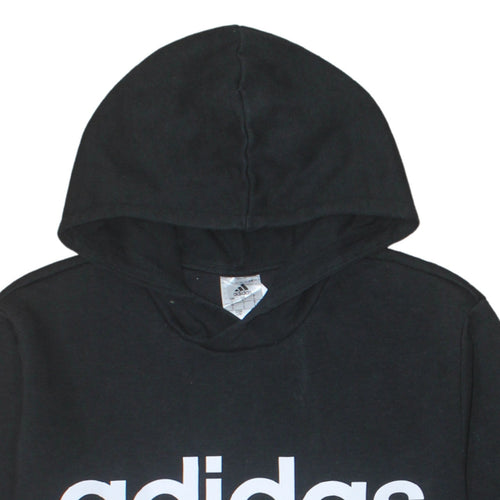 Adidas Mens Black Pullover Hoodie L Sports Logo Fleece