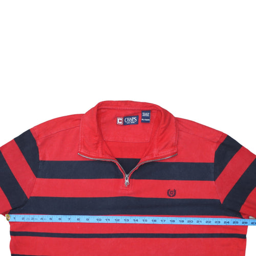 Chaps Men's Red Striped 1/4 Zip Cotton Sweatshirt 2XL