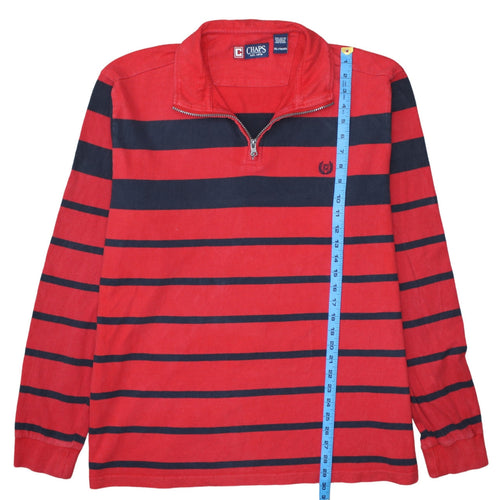 Chaps Men's Red Striped 1/4 Zip Cotton Sweatshirt 2XL