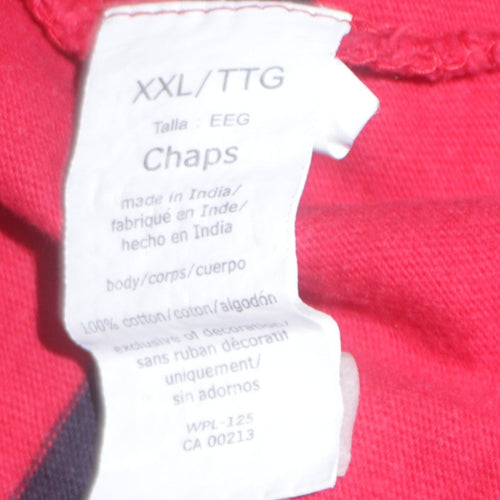Chaps Men's Red Striped 1/4 Zip Cotton Sweatshirt 2XL