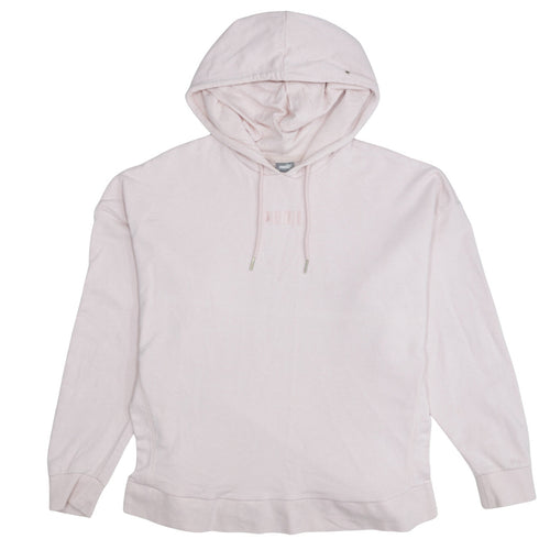 Puma Womens Pink Pullover Hoodie Medium Cotton Embroidered Logo Casual