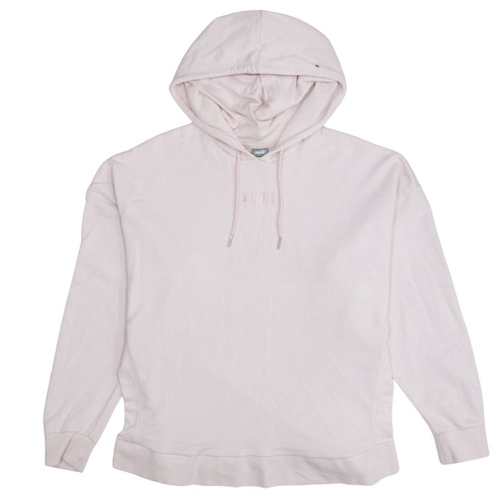 Puma Womens Pink Pullover Hoodie Medium Cotton Embroidered Logo Casual