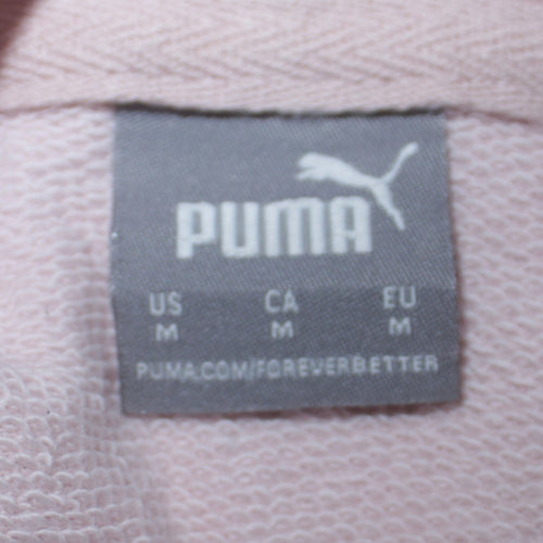 Puma Womens Pink Pullover Hoodie Medium Cotton Embroidered Logo Casual