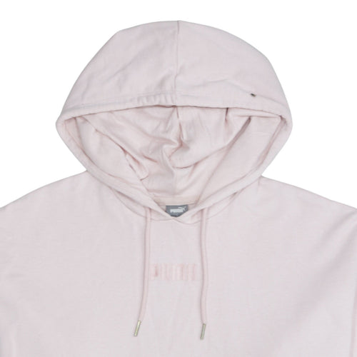 Puma Womens Pink Pullover Hoodie Medium Cotton Embroidered Logo Casual