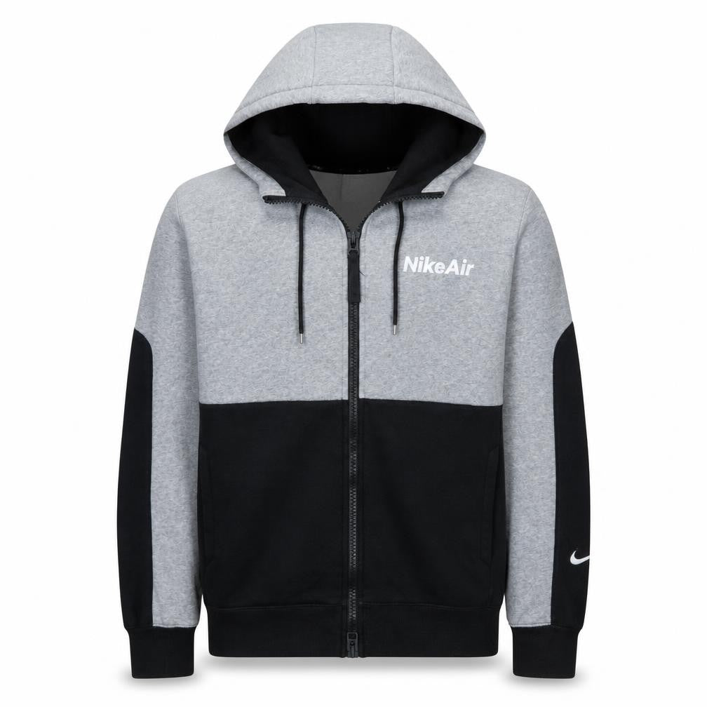 Nike Air Men's Grey & Black Full Zip Hoodie Size M Regular Fit
