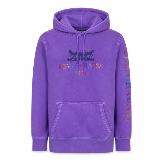 Front view of Levi's Men's Purple XS Pullover Hoodie Embroidered Logo Fleece