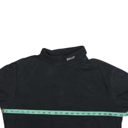 Schott NYC Men's Black Long Sleeve Roll Neck Cotton T-Shirt Size L