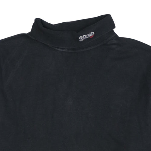 Schott NYC Men's Black Long Sleeve Roll Neck Cotton T-Shirt Size L