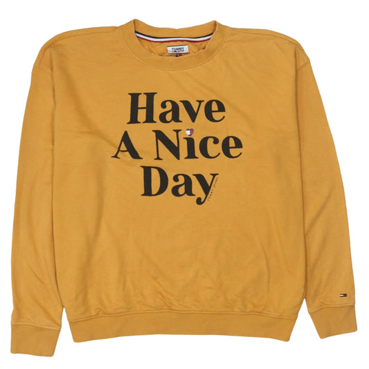 Tommy Jeans Mens Yellow Graphic Pullover Sweatshirt L Regular Fit