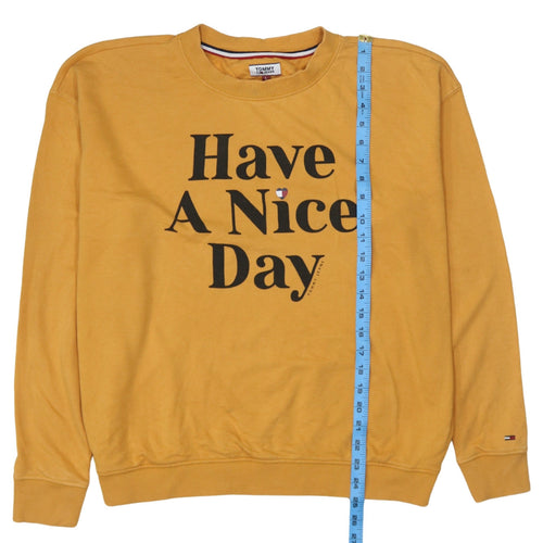 Tommy Jeans Mens Yellow Graphic Pullover Sweatshirt L Regular Fit