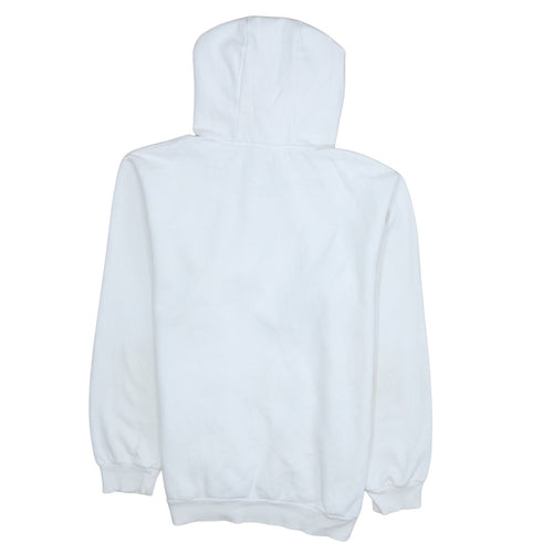 Adidas Women White Pullover Hoodie L Logo Kangaroo Pocket Soft Cotton