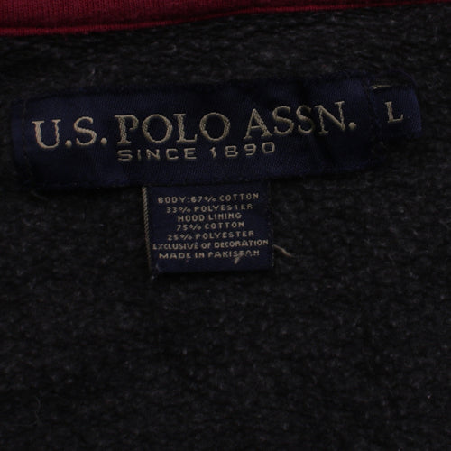 U.S. Polo Assn. Men's Black Full Zip Hoodie Size L Cotton Blend