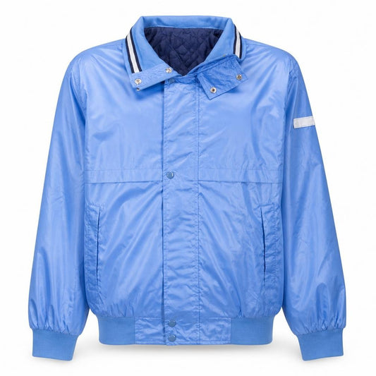 Front view of Champion Men Blue L Windbreaker Jacket Nylon Lightweight Lined