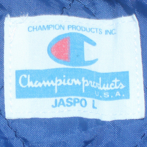 Champion Men Blue L Windbreaker Jacket Nylon Lightweight Lined