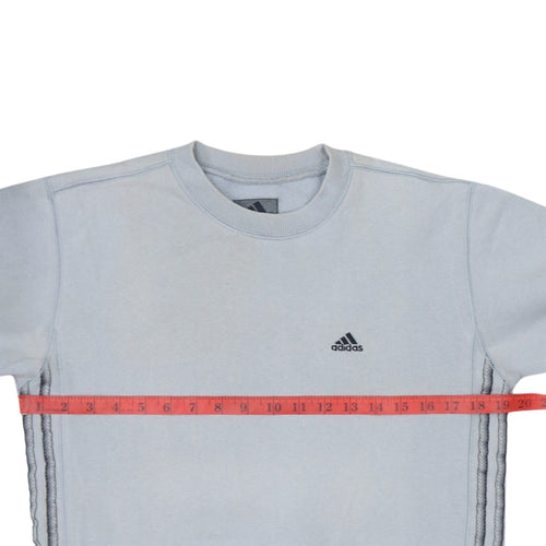 Adidas Boys Light Blue Crew Neck Pullover Sweatshirt Size 164