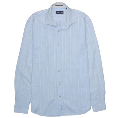 Marc O'Polo Men's Blue Check Cotton Long Sleeve Button-Up Shirt L
