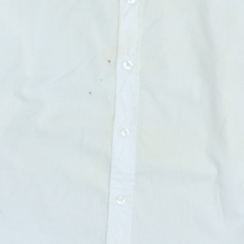 Timberland Men's White Slim Fit Long Sleeve Cotton Button-Up Shirt M