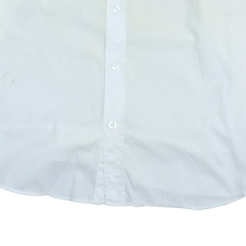 Timberland Men's White Slim Fit Long Sleeve Cotton Button-Up Shirt M