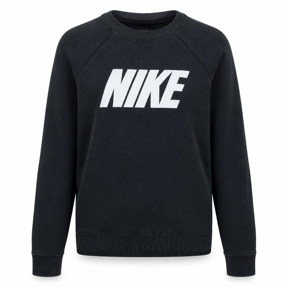 Front view of Nike women’s black xs pullover crew neck sweatshirt