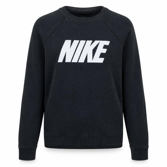 Front view of Nike women’s black xs pullover crew neck sweatshirt