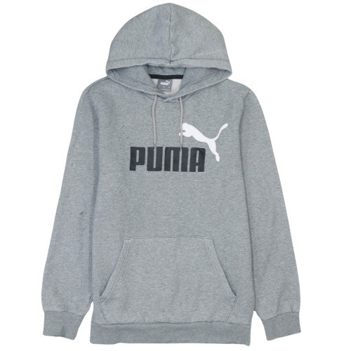 Puma Men's Grey Hoodie Small Pullover Logo Graphic Sweatshirt