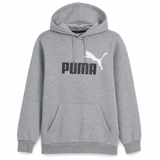 Front view of Puma Men's Grey Hoodie Small Pullover Logo Graphic Sweatshirt