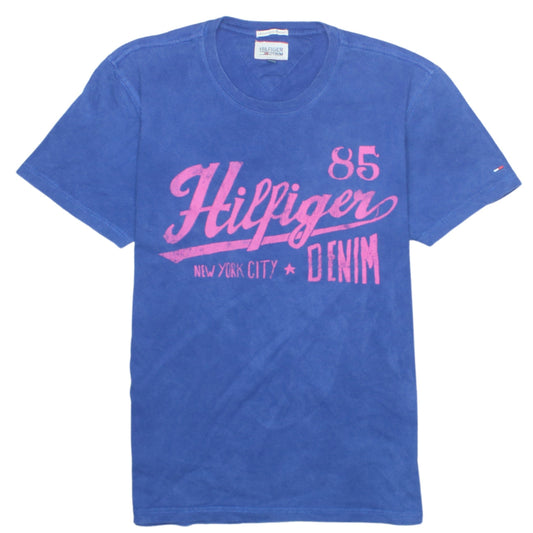 Tommy Hilfiger Women Blue T-Shirt Medium Short Sleeve Cotton