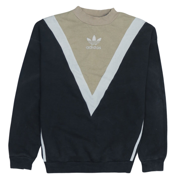 Adidas Women Beige & Black Colourblock Sweatshirt Size 4 Classic Fit