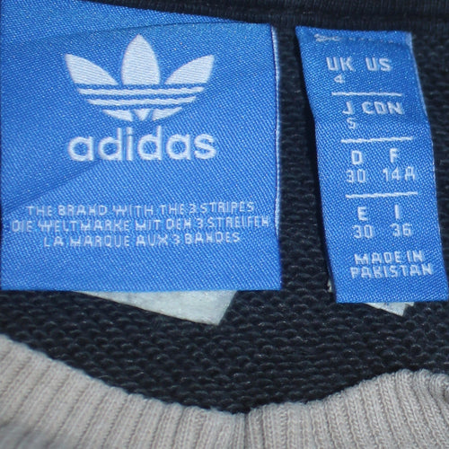 Adidas Women Beige & Black Colourblock Sweatshirt Size 4 Classic Fit