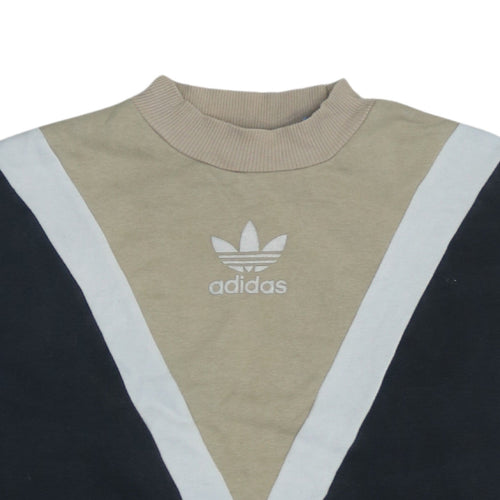 Adidas Women Beige & Black Colourblock Sweatshirt Size 4 Classic Fit
