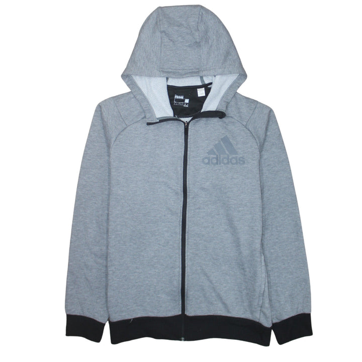 Adidas Men Grey Full Zip Hoodie L Climalite Sportswear