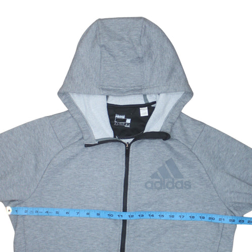 Adidas Men Grey Full Zip Hoodie L Climalite Sportswear