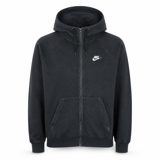 Front view of Nike Men's Black Full Zip Hoodie, size M, Cotton Blend Sportswear