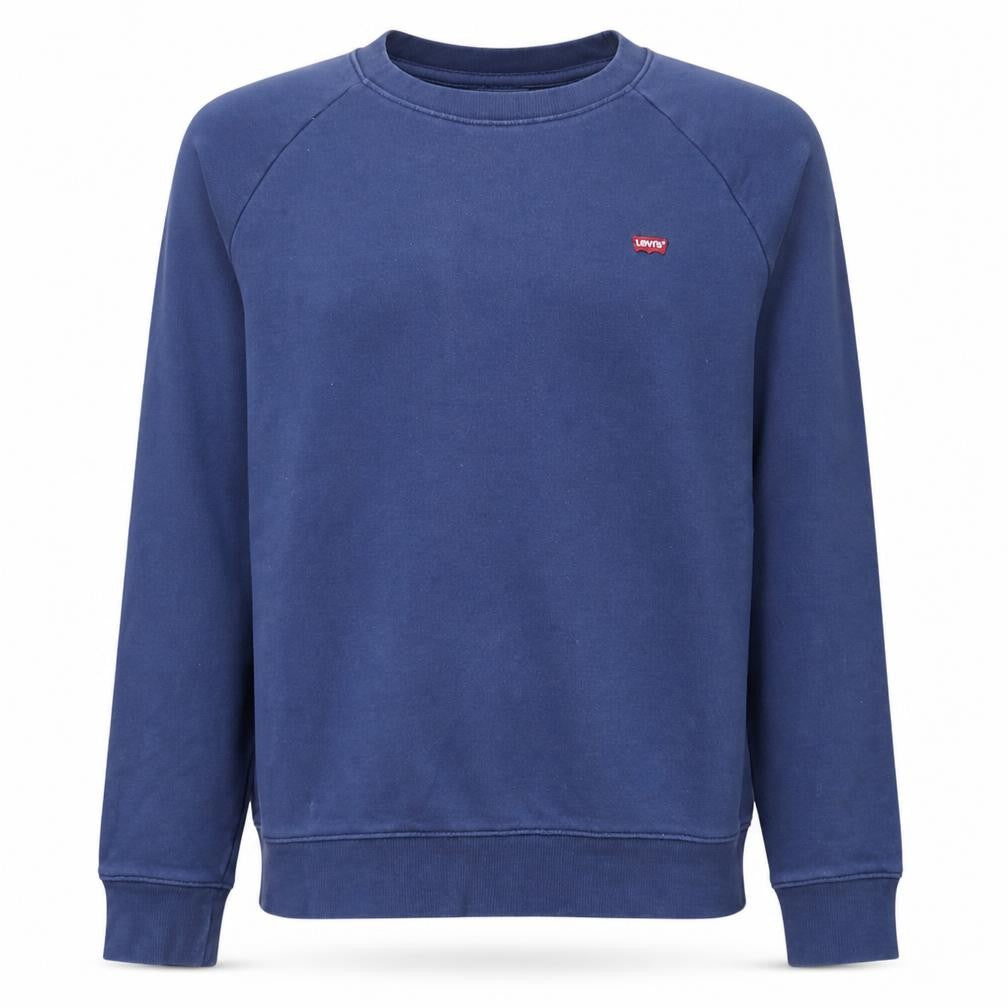 Front view of Levi's Men's Blue Small Crew Neck Pullover Sweatshirt