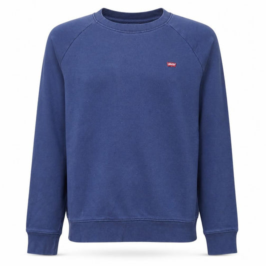 Front view of Levi's Men's Blue Small Crew Neck Pullover Sweatshirt