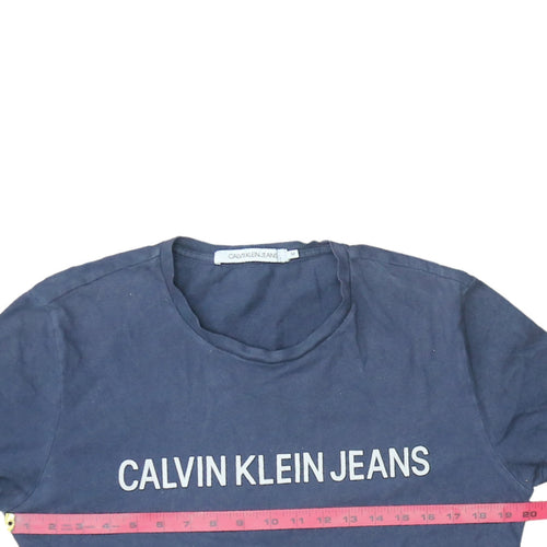 Calvin Klein Jeans Men's Navy Blue Crew Neck Cotton T-Shirt M