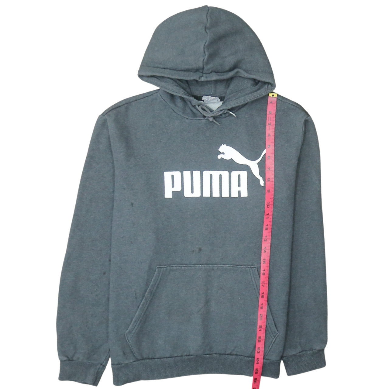 Puma Mens Grey Pullover Hoodie Size L Sports Fleece Sweatshirt