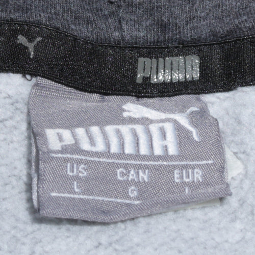 Puma Mens Grey Pullover Hoodie Size L Sports Fleece Sweatshirt